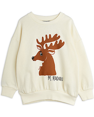Mini Rodini Felpa Cervo - Panna - 100% Cotone Bio Felpe