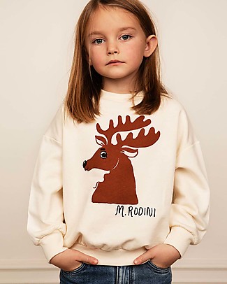 Mini Rodini Felpa Cervo - Panna - 100% Cotone Bio Felpe