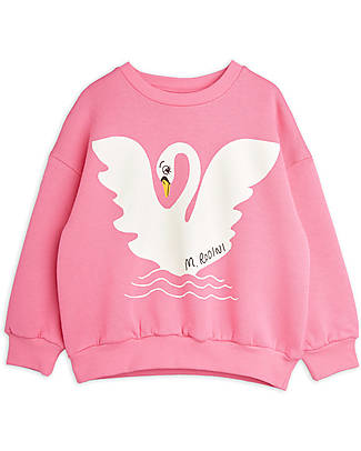 Mini Rodini Felpa Cigno - Rosa - 100% Cotone Organico Felpe