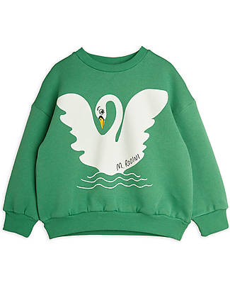 Mini Rodini Felpa Cigno - Verde - 100% Cotone Organico Felpe