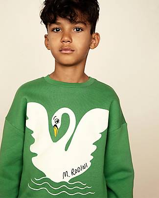 Mini Rodini Felpa Cigno - Verde - 100% Cotone Organico Felpe