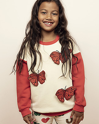 Mini Rodini Felpa con Applique Tridimensionale Farfalle - 100% Cotone Bio Felpe
