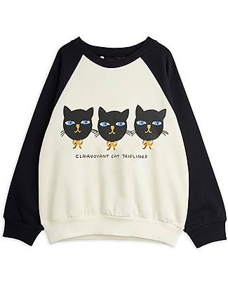 Mini Rodini Felpa con Maniche a Contrasto - Cat triplets - Cotone Bio Felpe