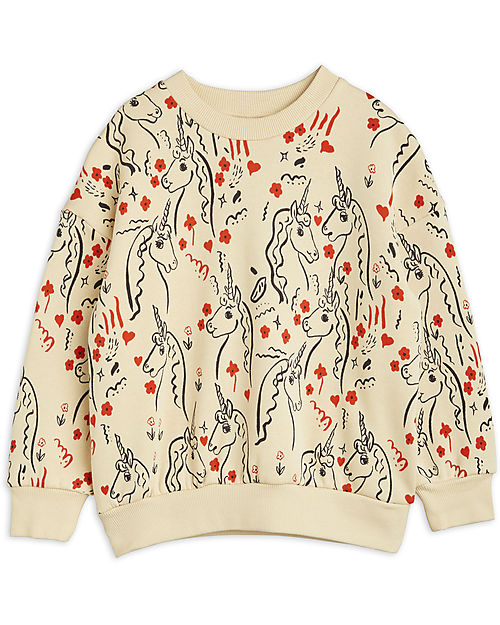 Mini Rodini Felpa Con Unicorni - Albicocca - 100% Cotone Biologico Felpe