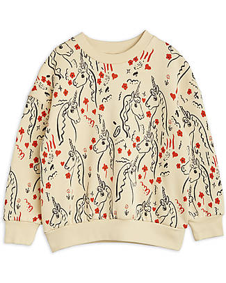 Mini Rodini Felpa Con Unicorni - Albicocca - 100% Cotone Biologico Felpe