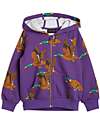 Mini Rodini Felpa - Ducks aop - Viola - con Zip Frontale - 100% Cotone Organico Felpe