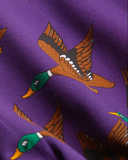 Mini Rodini Felpa - Ducks aop - Viola - con Zip Frontale - 100% Cotone Organico Felpe