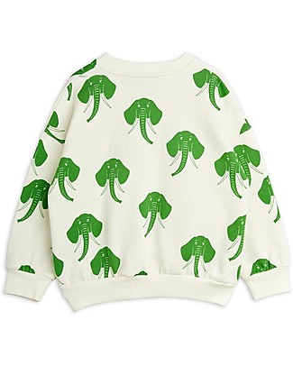 Mini Rodini Felpa - Elefanti - Bianco/Verde - 100% Cotone Bio Felpe