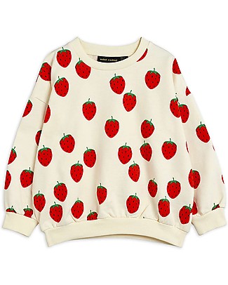 Mini Rodini Felpa Fragole - Bianca - 100% Cotone Biologico Felpe