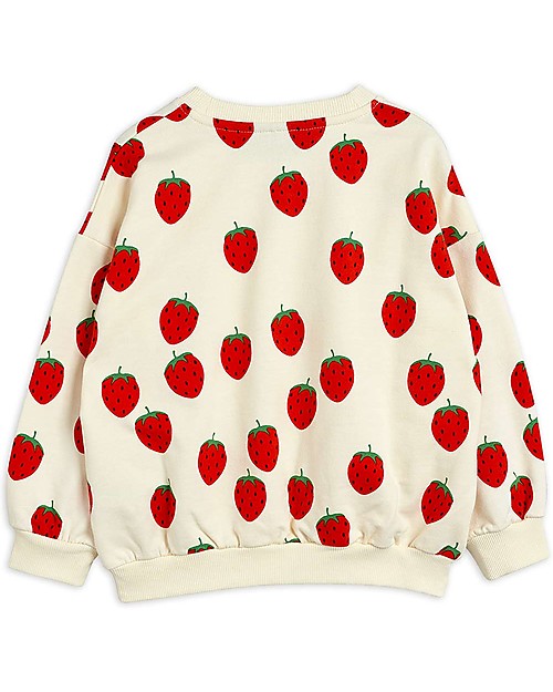 Mini Rodini Felpa Fragole - Bianca - 100% Cotone Biologico Felpe