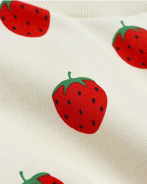 Mini Rodini Felpa Fragole - Bianca - 100% Cotone Biologico Felpe