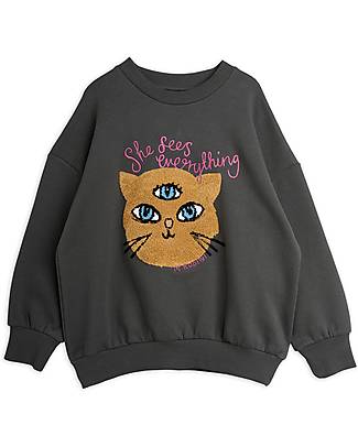 Mini Rodini Felpa - Gatto - Grigio - Cotone Bio Felpe
