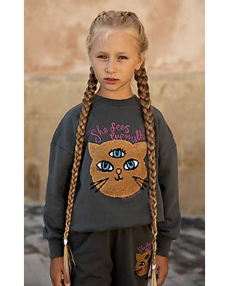 Mini Rodini Felpa - Gatto - Grigio - Cotone Bio Felpe