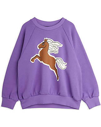 Mini Rodini Felpa Horses - Viola - 100% Cotone Organico Felpe
