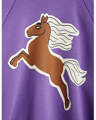 Mini Rodini Felpa Horses - Viola - 100% Cotone Organico Felpe