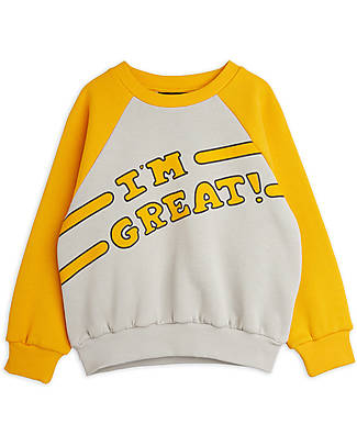 Mini Rodini Felpa I Am Great - Arancione e Bianco - 100% Cotone Organico Felpe