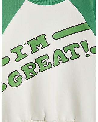 Mini Rodini Felpa I Am Great - Verde e Bianco - 100% Cotone Organico Felpe