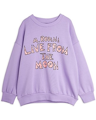 Mini Rodini Felpa - Live from the Moon - Viola - 100% Cotone Bio GOTS Felpe