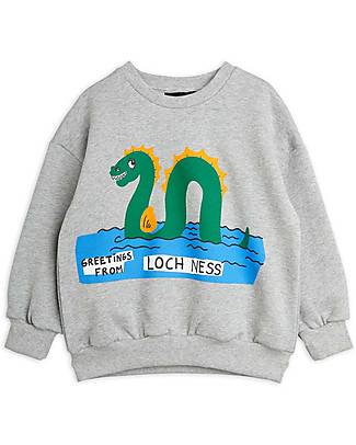 Mini Rodini Felpa Loch Ness - Grigio Melange - 100% Cotone Biologico Felpe