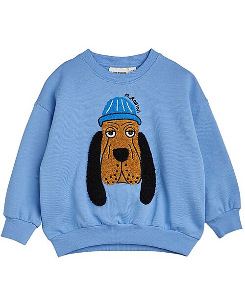 Mini Rodini Felpa Maniche Lunghe - Bloodhound - Azzurro - 100% Cotone Bio GOTS Felpe