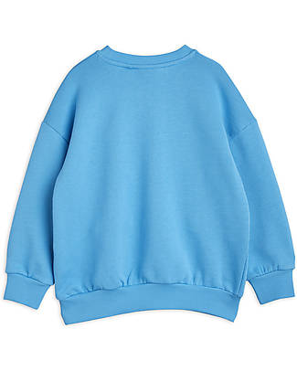 Mini Rodini Felpa Maniche Lunghe - Bonjour Tristesse - Celeste - 100% Cotone Bio GOTS Felpe