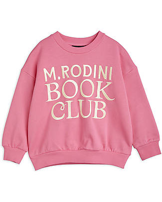 Mini Rodini Felpa Maniche Lunghe - Book Club - Rosa - 100% Cotone Bio GOTS Felpe
