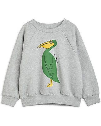 Mini Rodini Felpa Maniche Lunghe - Pelican - Grigio Melange - 100% Cotone Bio Felpe