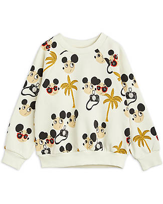 Mini Rodini Felpa Maniche Lunghe Ritzratz - Bianco - 100% Cotone Bio GOTS Felpe
