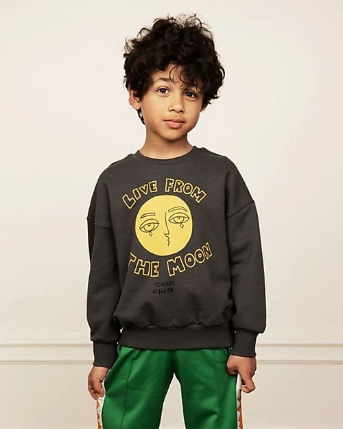 Mini Rodini Felpa - Moon - Grigio - 100% Cotone Bio GOTS Felpe