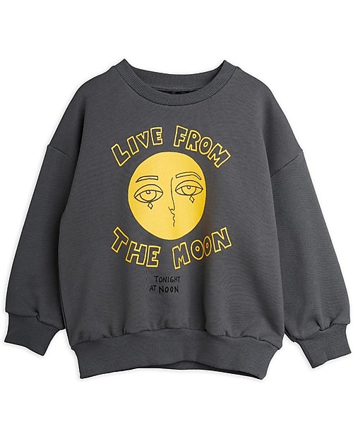 Mini Rodini Felpa - Moon - Grigio - 100% Cotone Bio GOTS Felpe