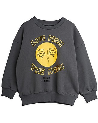 Mini Rodini Felpa - Moon - Grigio - 100% Cotone Bio GOTS Felpe