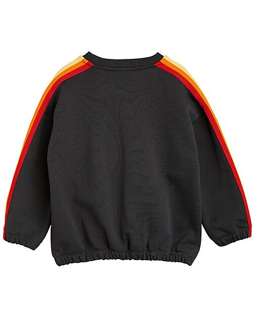 Mini Rodini Felpa - Nera - Bande Laterali Arcobaleno - 100% Cotone Bio GOTS Felpe