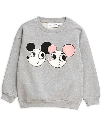 Mini Rodini Felpa Ritzratz, Grigio Melange - 100% Cotone Bio Felpe