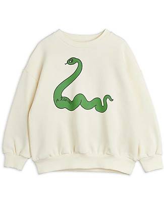 Mini Rodini Felpa - Serpente - Bianco - 100% Cotone Bio Felpe