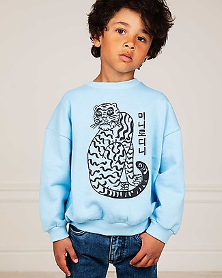 Mini Rodini Felpa Tigre - Blu - 100% Cotone bio Felpe