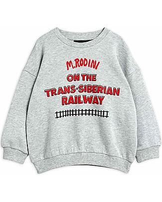 Mini Rodini Felpa Transsiberian Railways - Grigia - 100% cotone bio Felpe