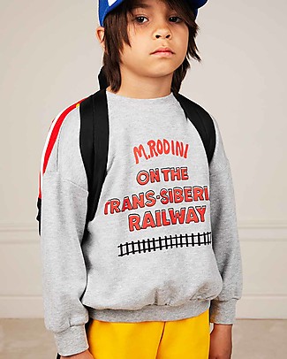 Mini Rodini Felpa Transsiberian Railways - Grigia - 100% cotone bio Felpe