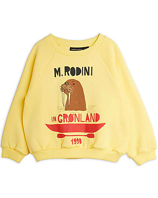 Mini Rodini Felpa Tricheco - Giallo - 100% Cotone Bio Felpe