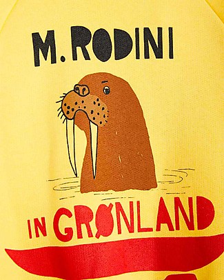 Mini Rodini Felpa Tricheco - Giallo - 100% Cotone Bio Felpe