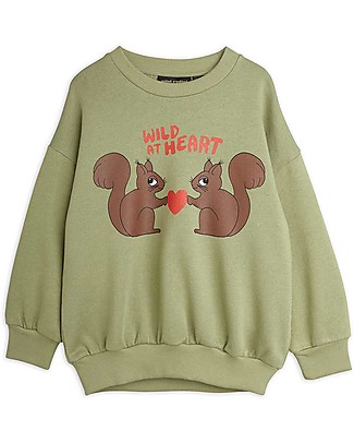 Mini Rodini Felpa Wild at Heart - Scoiattoli - Verde - 100% Cotone Bio Felpe