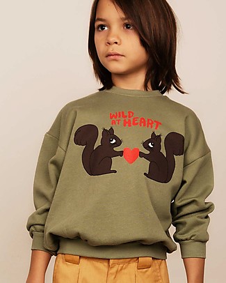 Mini Rodini Felpa Wild at Heart - Scoiattoli - Verde - 100% Cotone Bio Felpe