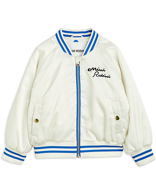 Mini Rodini Giacca Baseball - Delfini - Bianco/Azzurro - 100% Materiale Riciclato Giacche