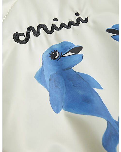 Mini Rodini Giacca Baseball - Delfini - Bianco/Azzurro - 100% Materiale Riciclato Giacche