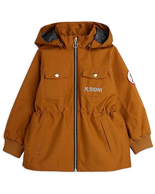 Mini Rodini Giacca con Cappuccio Impermeabile - Shell - Marrone Impermeabili
