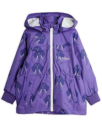 Mini Rodini Giacca Elefanti con Cappuccio Impermeabile - Shell - Viola Impermeabili