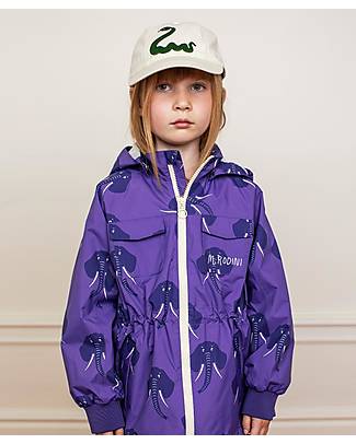 Mini Rodini Giacca Elefanti con Cappuccio Impermeabile - Shell - Viola Impermeabili