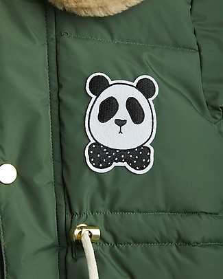 Mini Rodini Giacca Imbottita Panda - Verde - Traspirante e Impermeabile Giacche