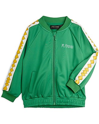 Mini Rodini Giacca Tuta Wct - Verde - 100% Tessuto Riciclato Lucido Felpe