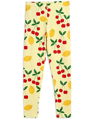 Mini Rodini Leggings Ciliegie e Limoni - Giallo - Cotone bio Elasticizzato Leggings