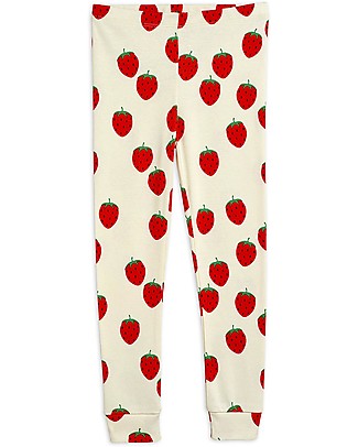 Mini Rodini Leggings Fragole - Bianco - 100% Cotone bio Leggings
